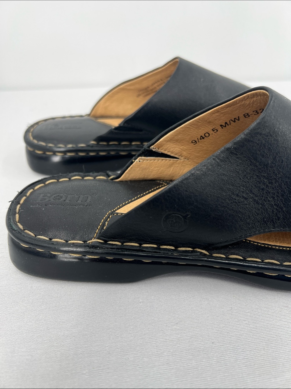 Born Black Leather Slide Sandals Men - Picture 2 of 7